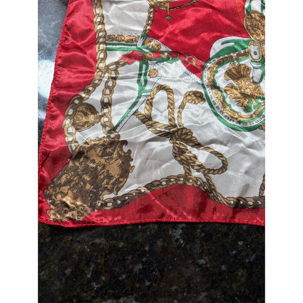 Unbranded Scarf Womens 21x21 Multicolor Square Equestrian Carriage Chain - Picture 5 of 6